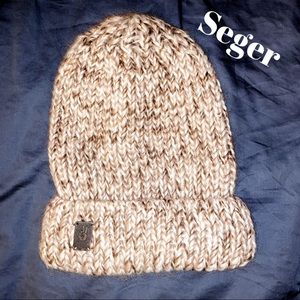 Seger Brown & Tan Beanie, Wool & Acrylic Hat